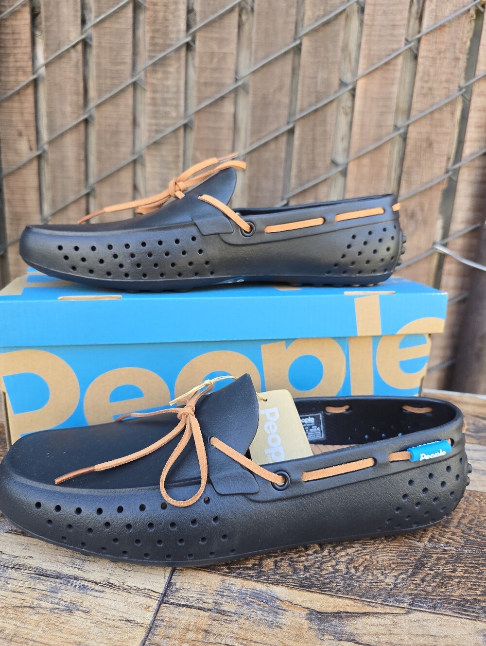 People Footwear Light Black and Tan Men's Casual Boat Shoes Size 7
